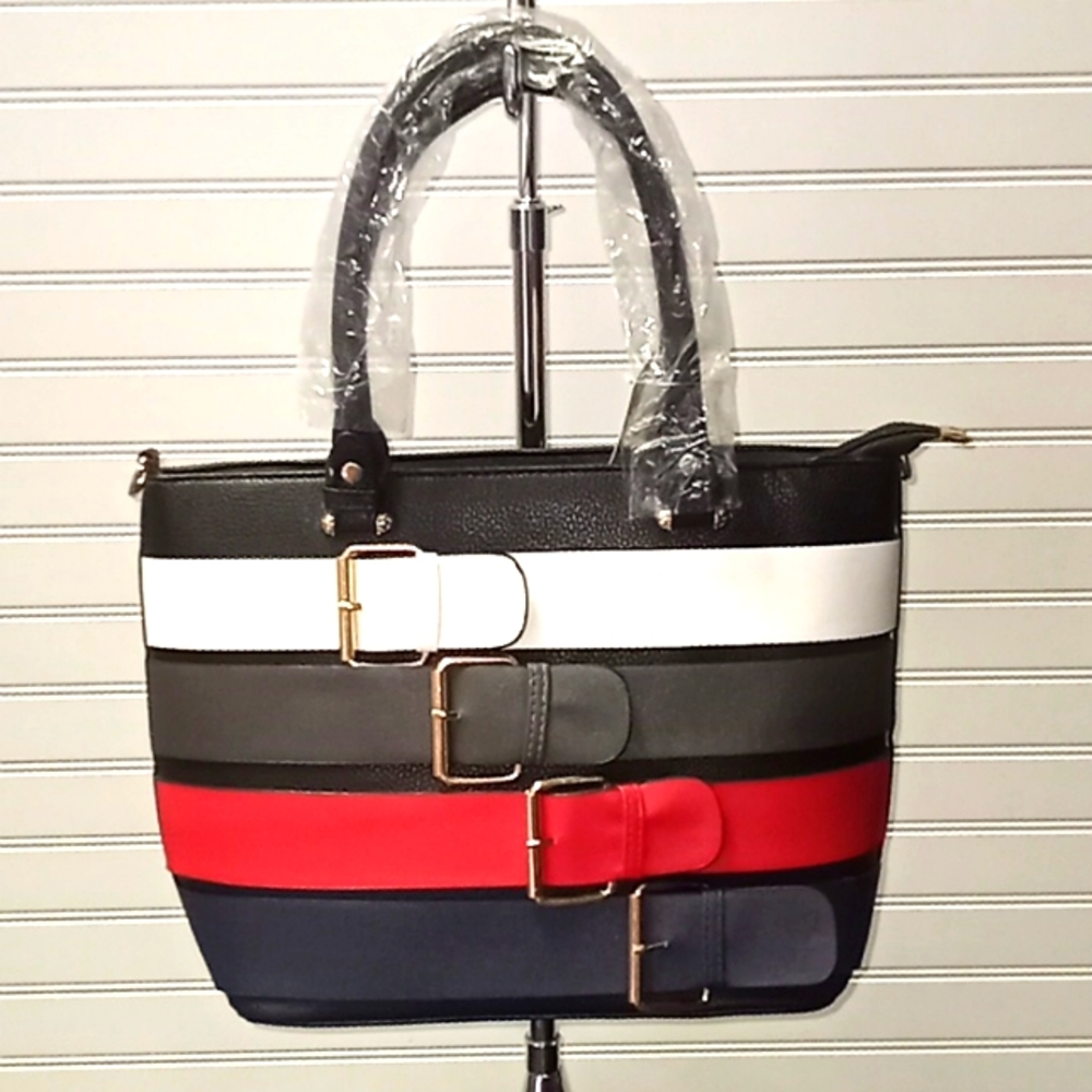 Fashion Black Buckle Shoulder Bag-# F1009